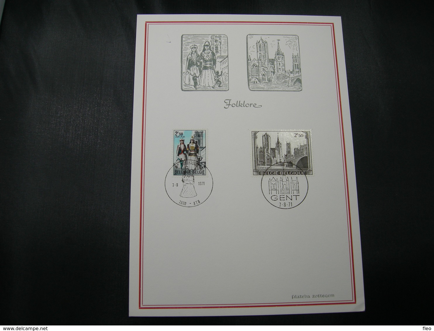 BELG.1971 1593 & 1594 FDC Filatela Card " Ath & Gent " - Cartes Souvenir – Emissions Communes [HK]