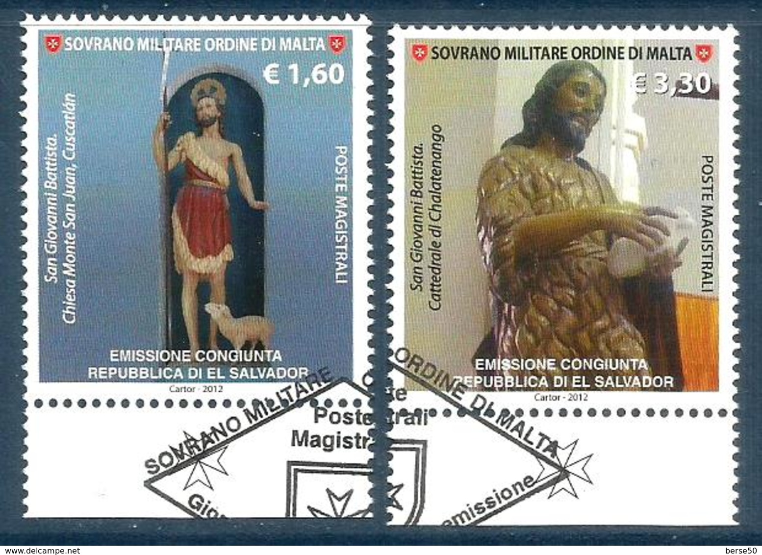 2012 ORDINE DI MALTA SMOM   El Salvador Congiunta   Serie Completa Usata FDC Bellissima - Malte (Ordre De)