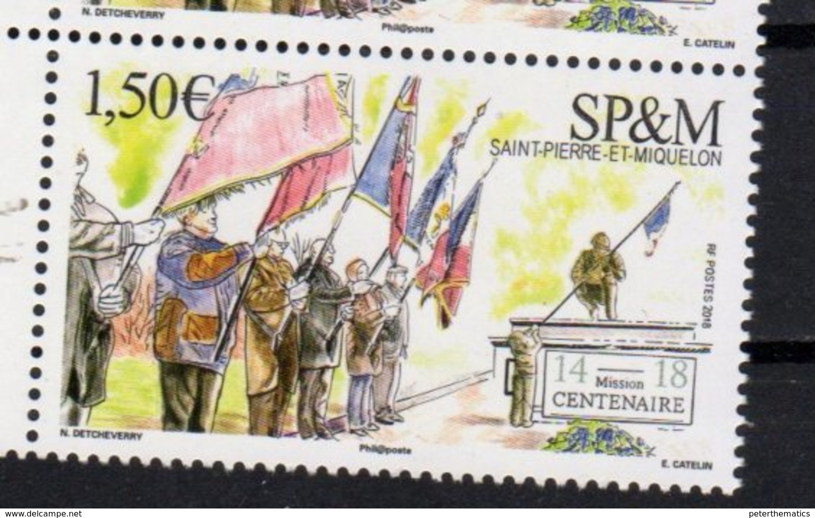 ST. PIERRE ET MIQUELON, SPM, 2018, MNH,END OF WWI, WWI,FLAGS, 1v - 1. Weltkrieg