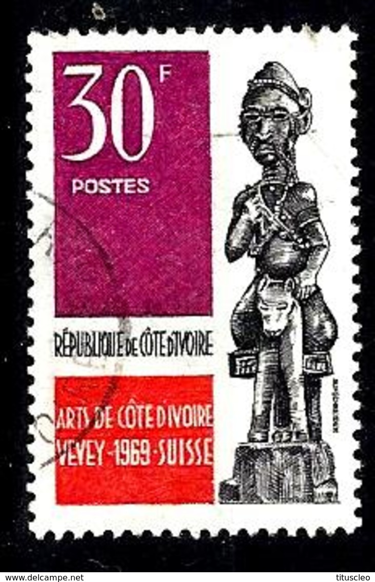 COTE D'IVOIRE 286° 30f Noir Violet Et Vermillon Exposition Des Arts De La Cote D'Ivoire à Vevey (10% De La Cote + 0,25) - Côte D'Ivoire (1960-...)