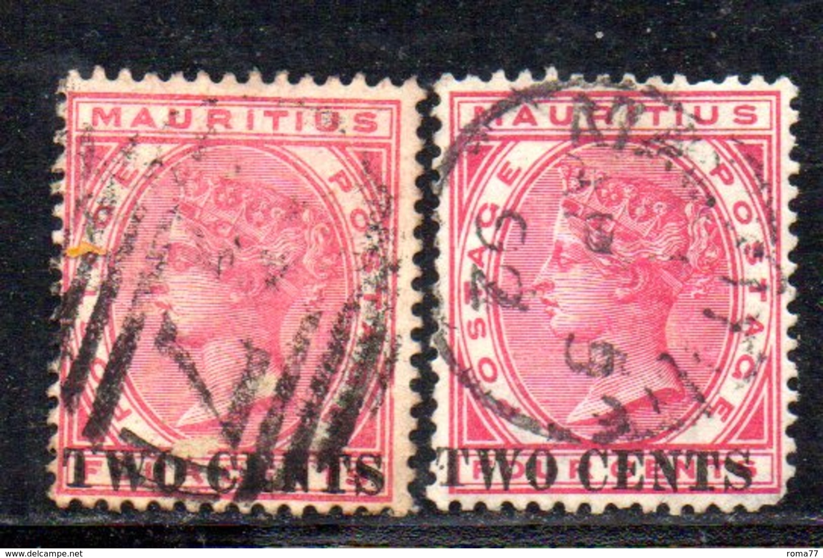 R1778 - MAURITIUS 1891 , Yvert N. 79  Due Valori (il 1° Con T Deformata) Usati - Mauritius (...-1967)