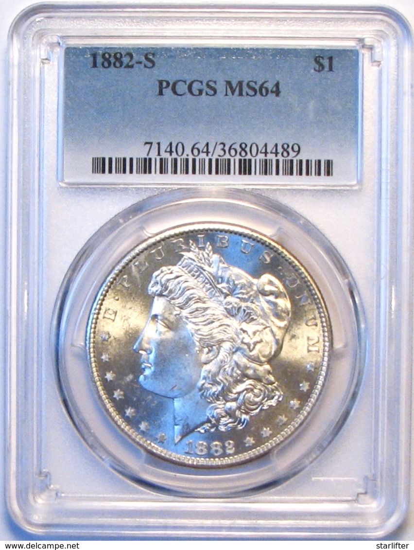 1882-S Morgan Silver Dollar. PCGS Certified MS64. M20. - 1878-1921: Morgan