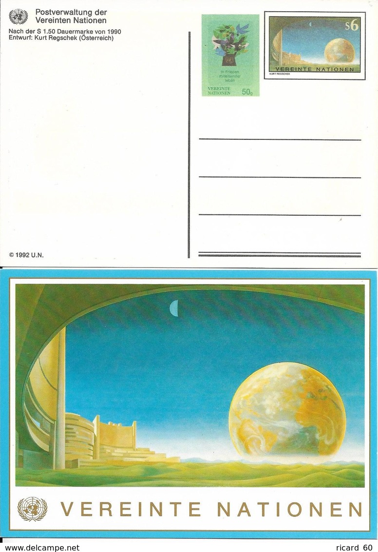 Onu, United Nations, Nations Unies, Bureau De Vienne, Entier Postal 1992,  Globe Terrestre , Neuf - Lettres & Documents