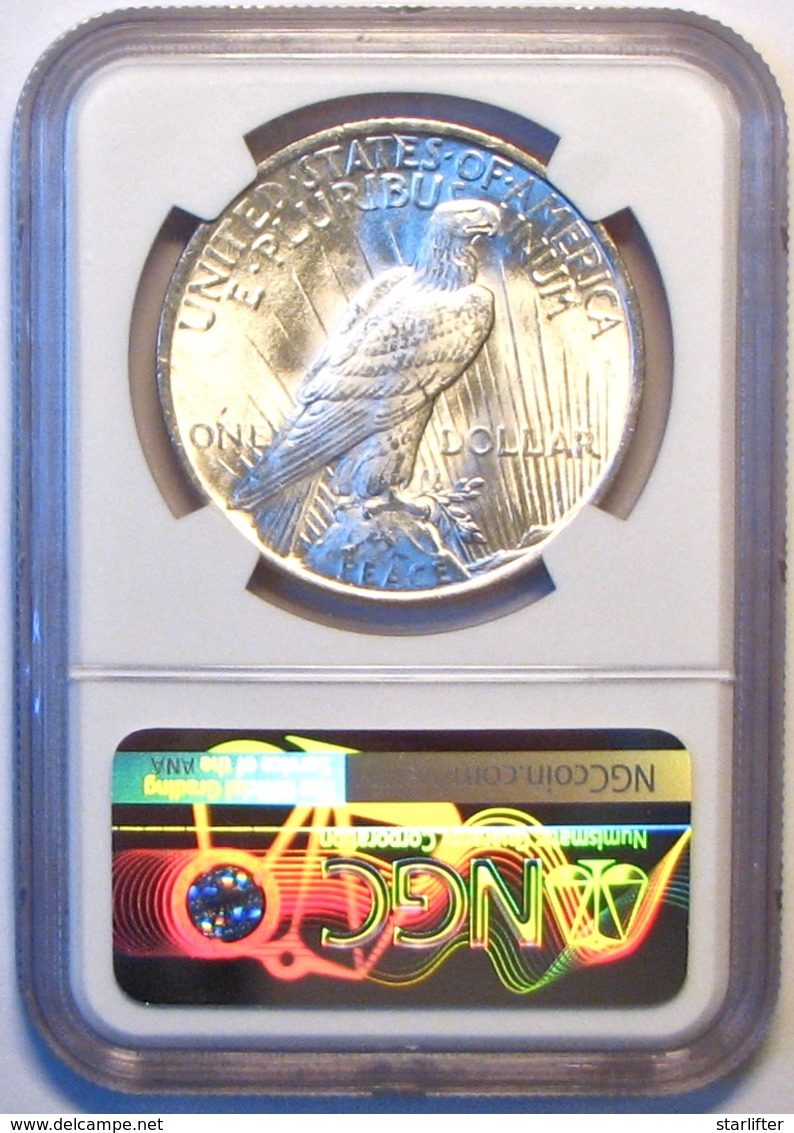 1923 Peace Silver Dollar. NGC Certified MS63. M20. - 1921-1935: Peace