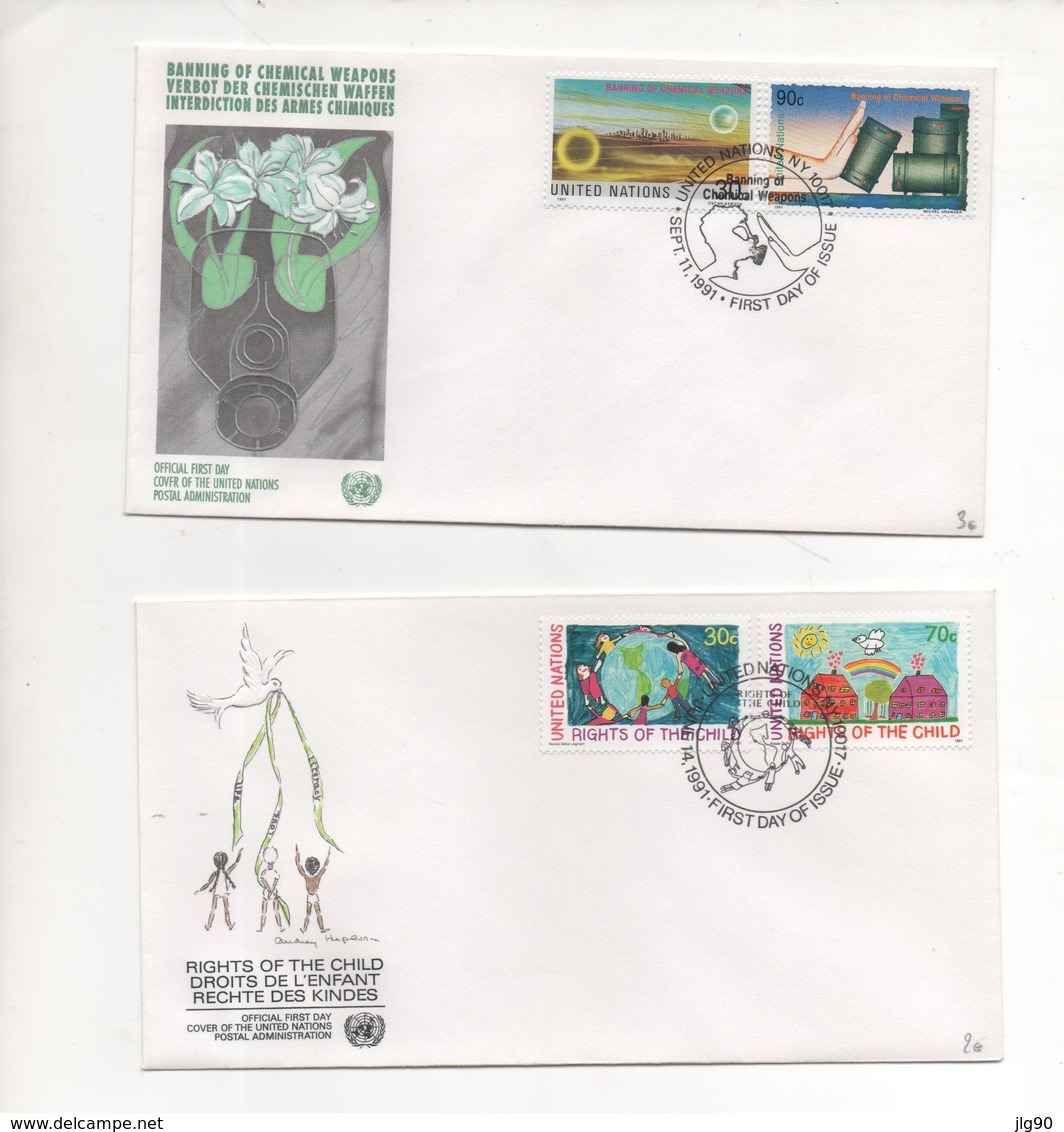 2_letters 1st Day Of Emission_1991 ONU - Storia Postale