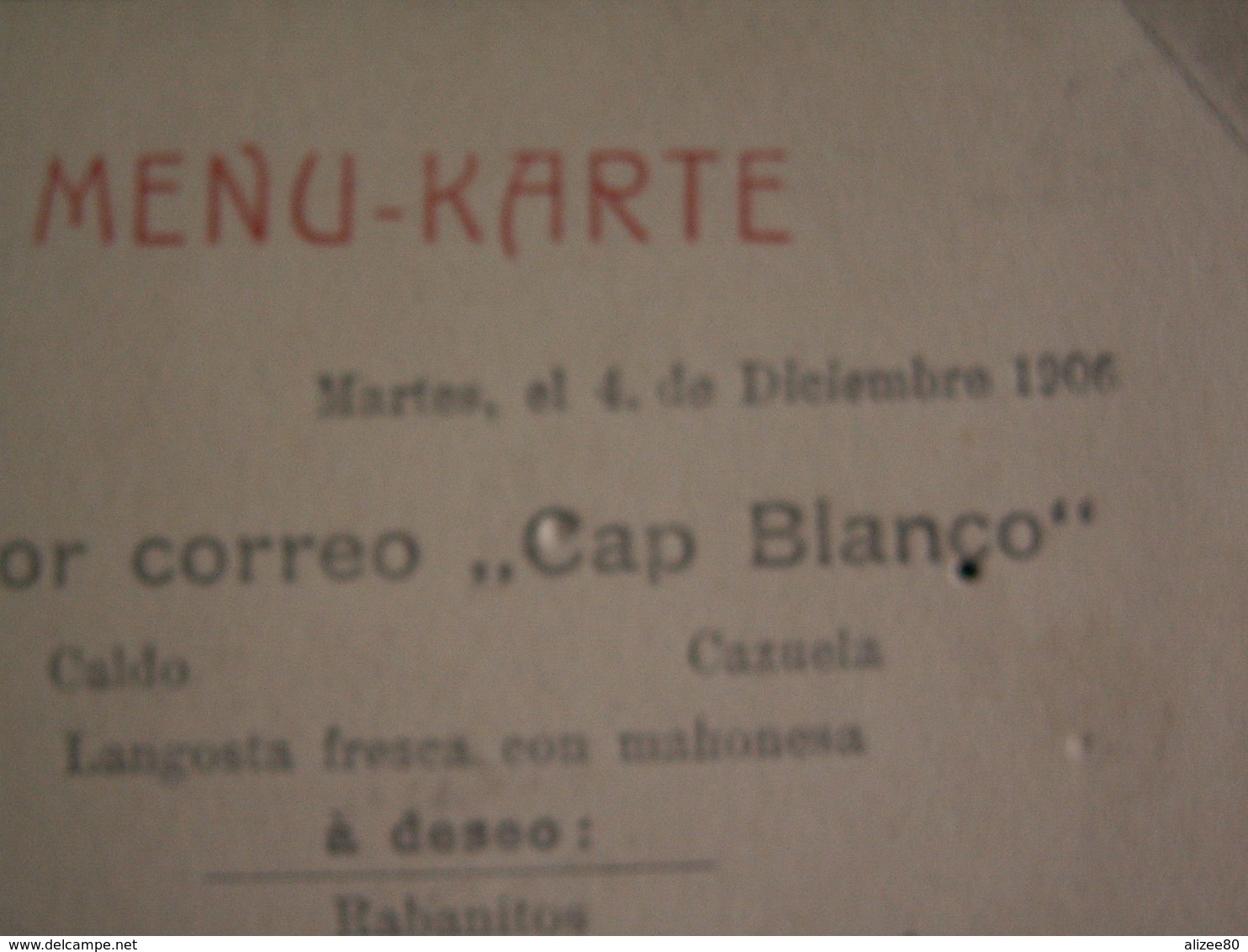 ANCIEN   KARTE  MENU  Du 04/12/1906 -  Avec Cathédrale De Cologne - Menus