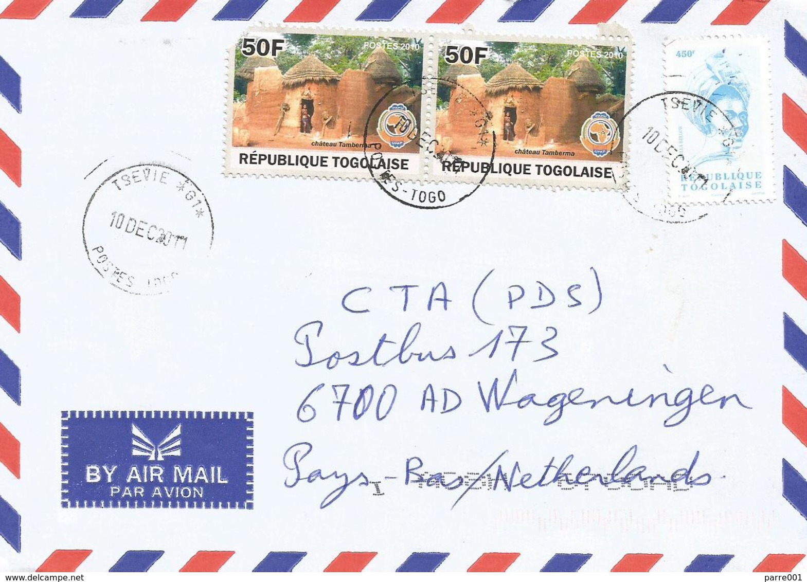 Togo 2011 Tsevie G1 Traditional Huts Houses 50f Singer Bella Bellow 450f (2002) Cover - Togo (1960-...)