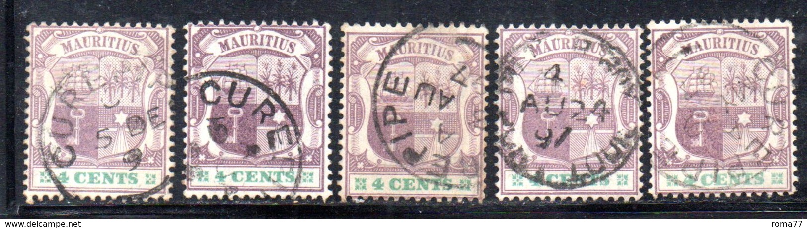 R1843 - MAURITIUS 1895, 3 Cents Yvert N. 88  Usato  CA : Cinque Esemplari - Mauritius (...-1967)