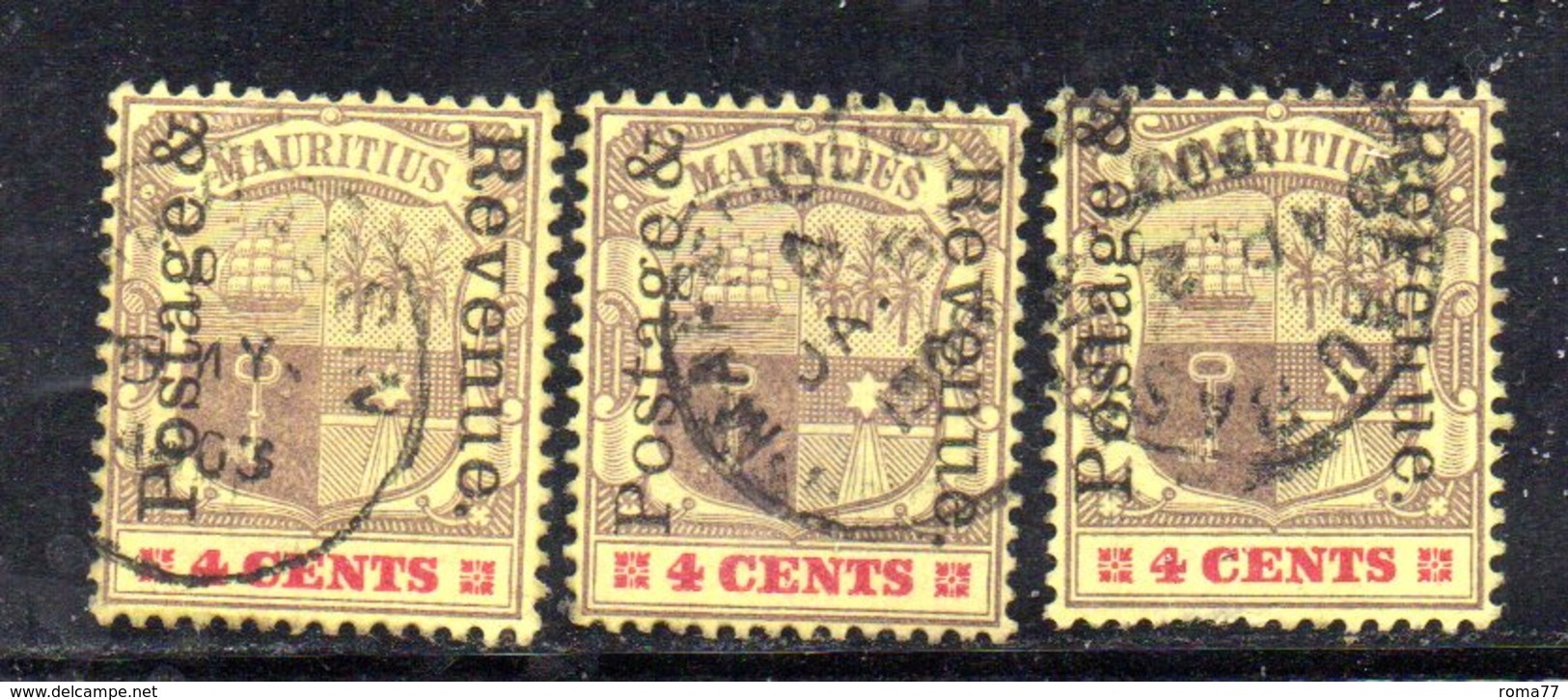 R1844 - MAURITIUS 1902, 4 Cents Yvert N. 105  Usato  CA : Tree Esemplari - Mauritius (...-1967)