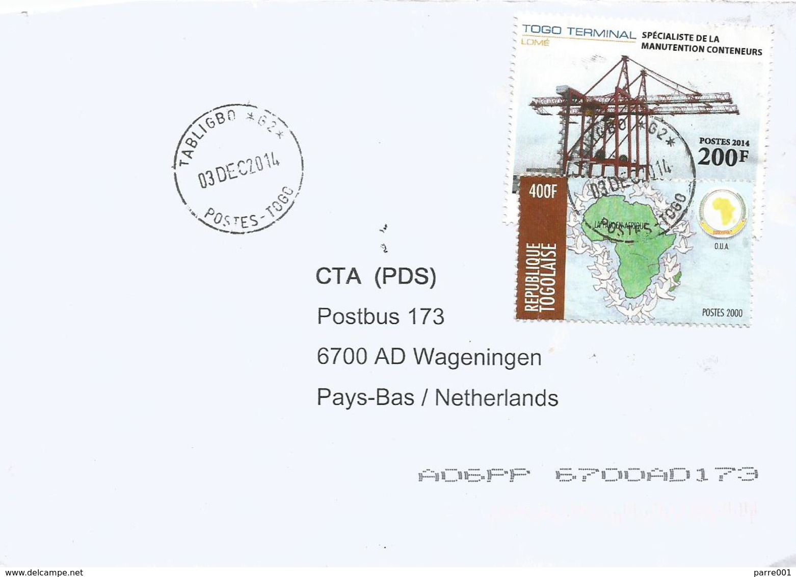 Togo 2014 Taligbo G2 Crane Harbour Bolore 200f Peace 400f Cover - Togo (1960-...)