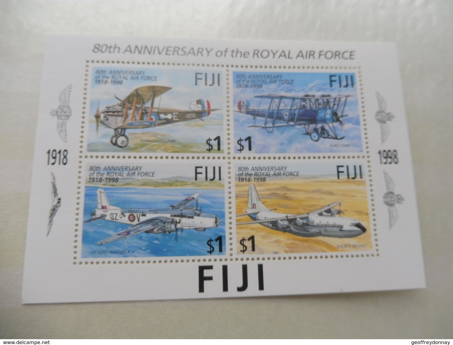 Fiji Fidji Bloc 10 / Blok War World 1940 - 1945 Neuf New (avions Militaires) Guerre , D Day, Vlugen - Guerre Mondiale (Seconde)
