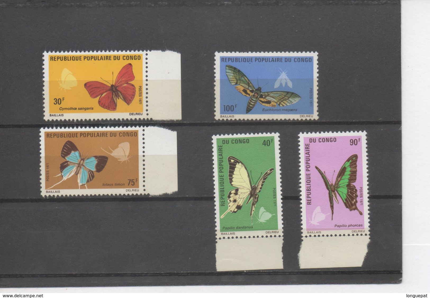 CONGO - Faune - Papillons - Insectes - Lépidoptères - Cymothoe, Euchloron, Papilio, Lolaus, - Neufs