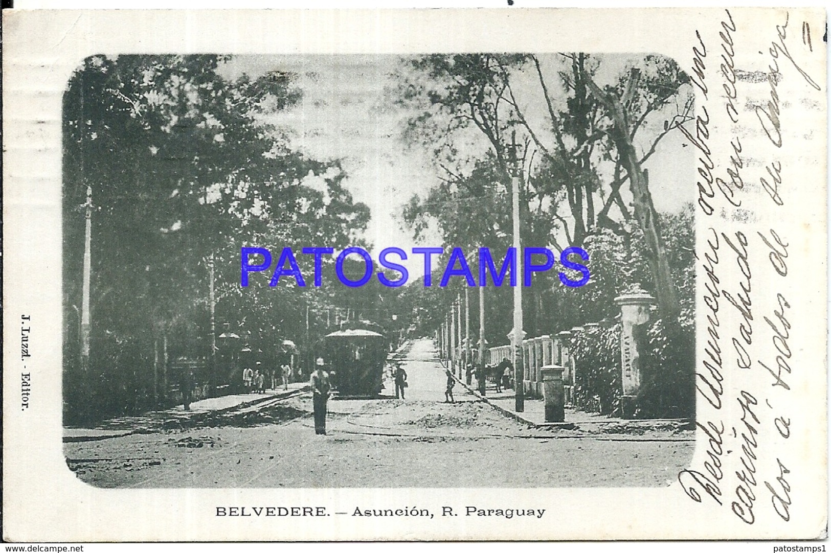 104653 PARAGUAY ASUNCION CALLE & TREN TRAIN BREAK CIRCULATED TO ARGENTINA POSTAL POSTCARD - Paraguay