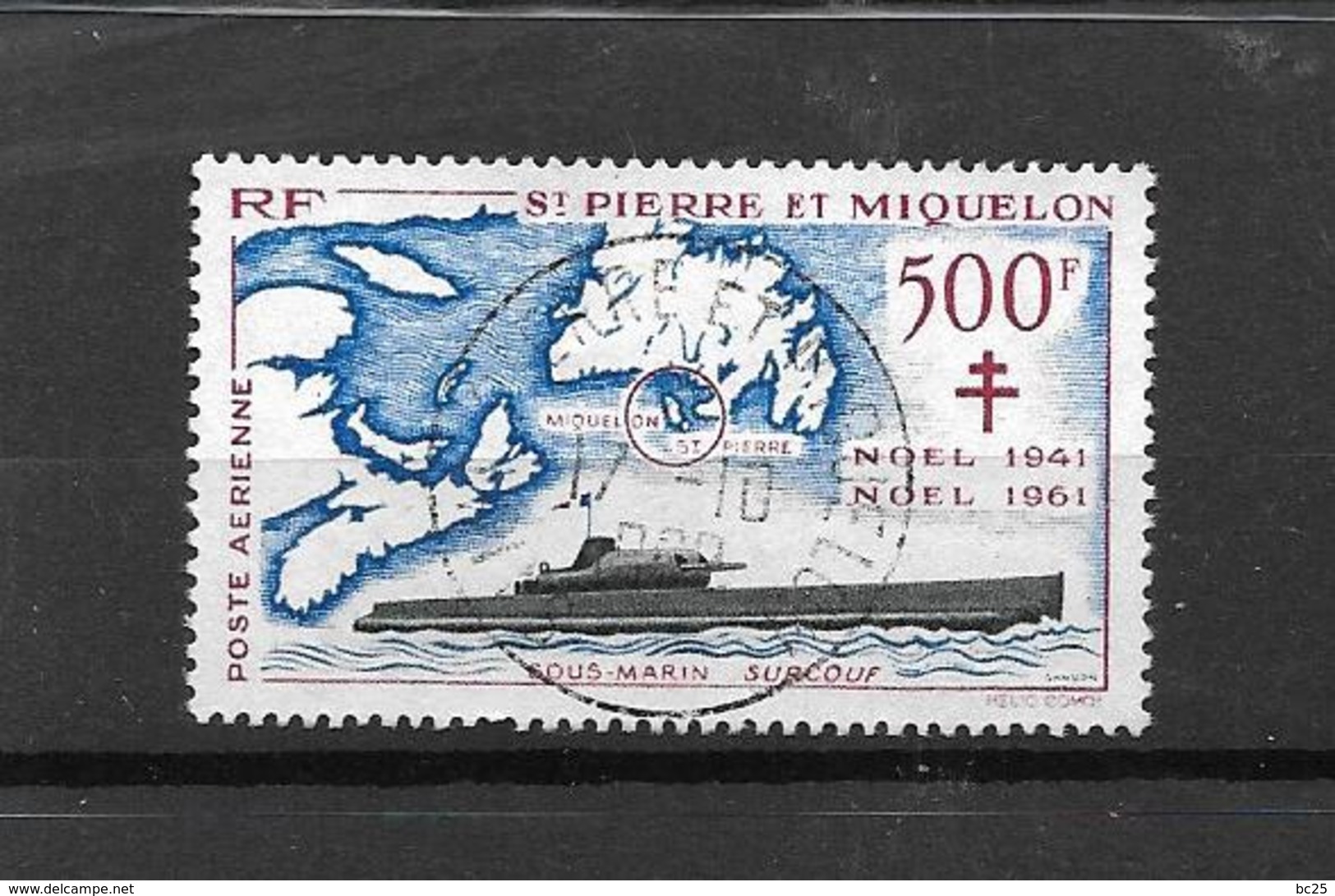 SAINT PIERRE ET MIQUELON- AERIEN -  TRES BEAU TIMBRE OBLITERE N° 28 - NON EMINCE - DE 1962 - Usati