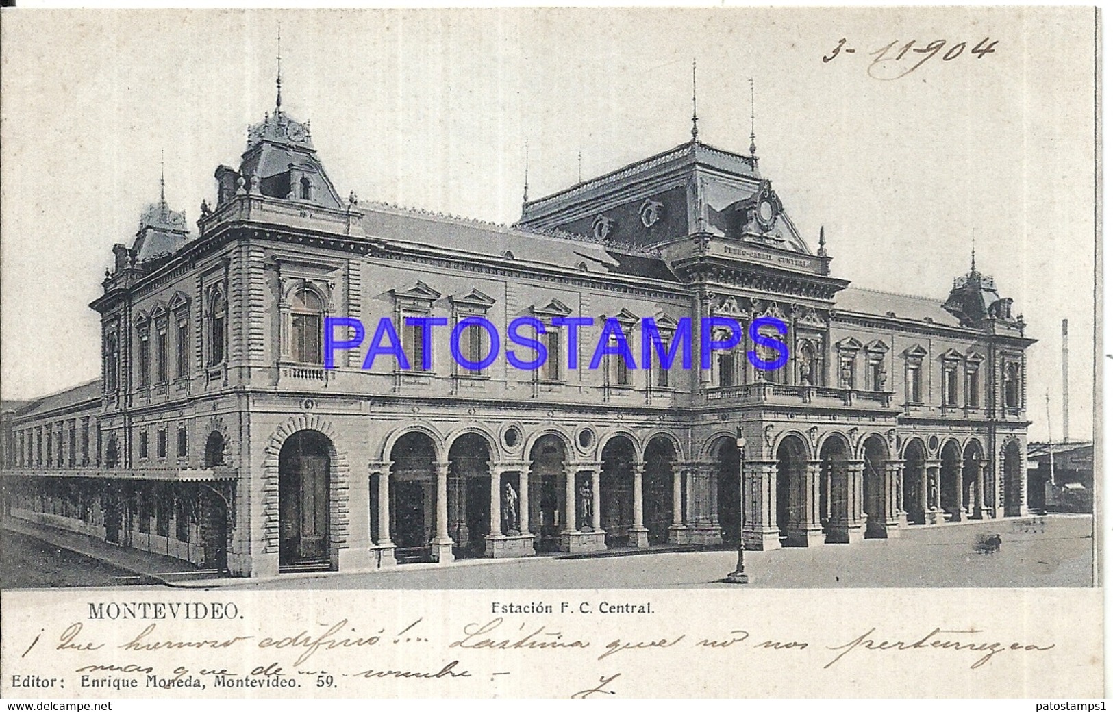 104655 URUGUAY MONTEVIDEO ESTACION DE TREN STATION TRAIN YEAR 1904 ED ENRIQUE MONEDA POSTAL POSTCARD - Uruguay
