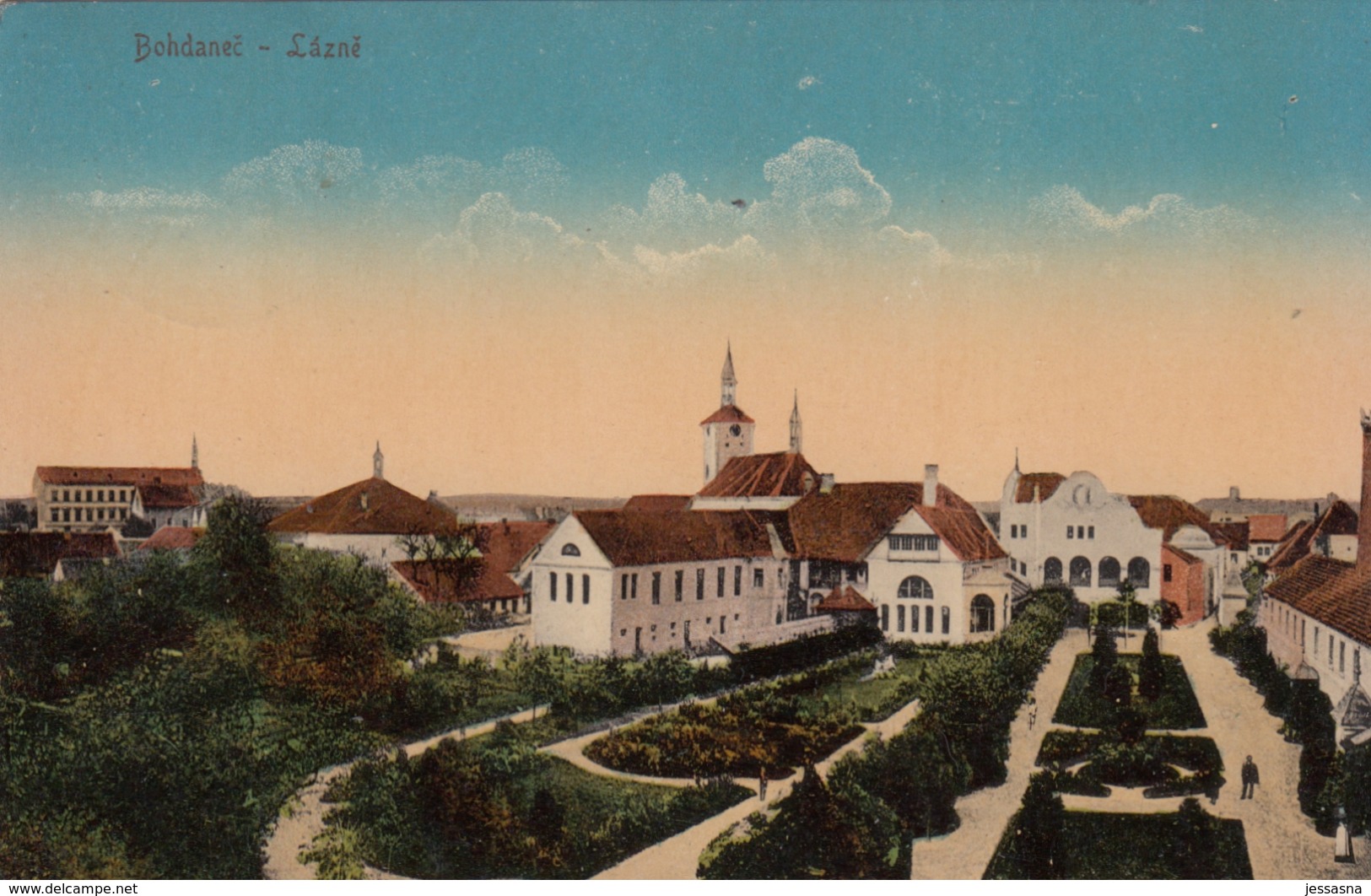 AK - BOHDANEC LAZNE (Bohdanetsch) - Teilansicht Mit Rathaus Und Kirche 1913 - Tschechische Republik