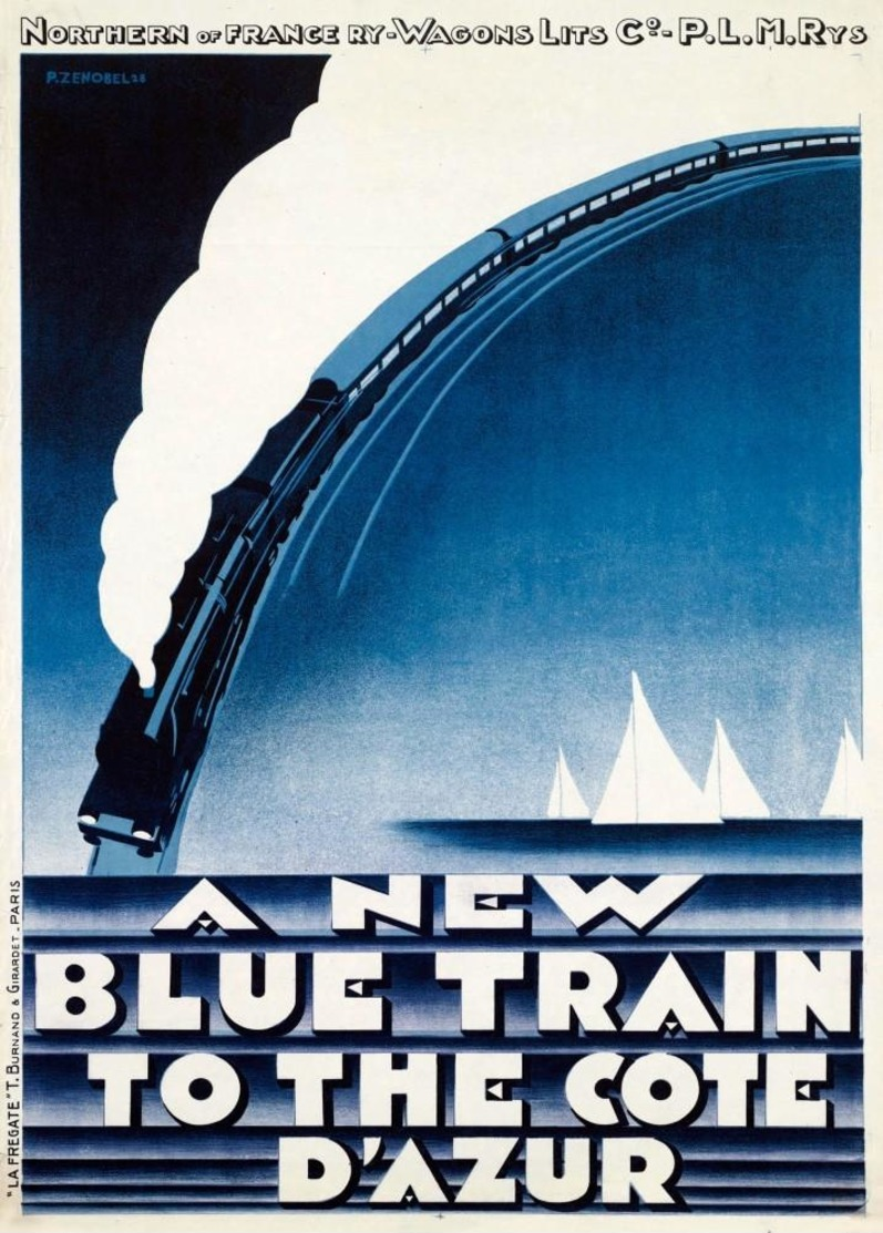 Railway Postcard Blue Train To The Cote D'Azur  1928 - Reproduction - Publicidad