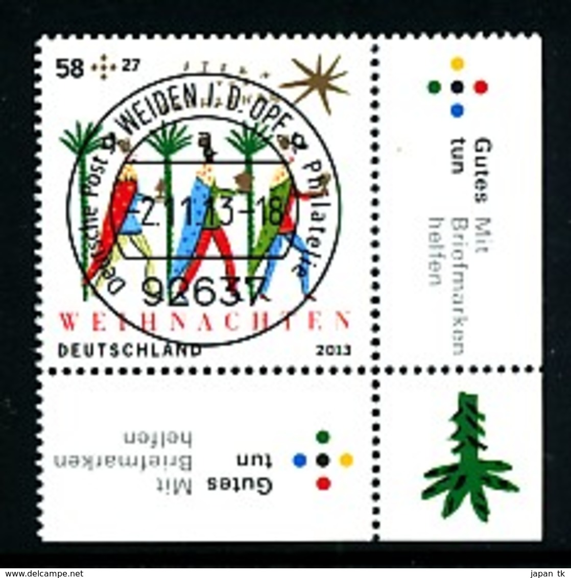 GERMANY Mi. Nr. 3035 Weihnachten - ET Weiden - Eckrand Unten Rechts - Used - Gebraucht