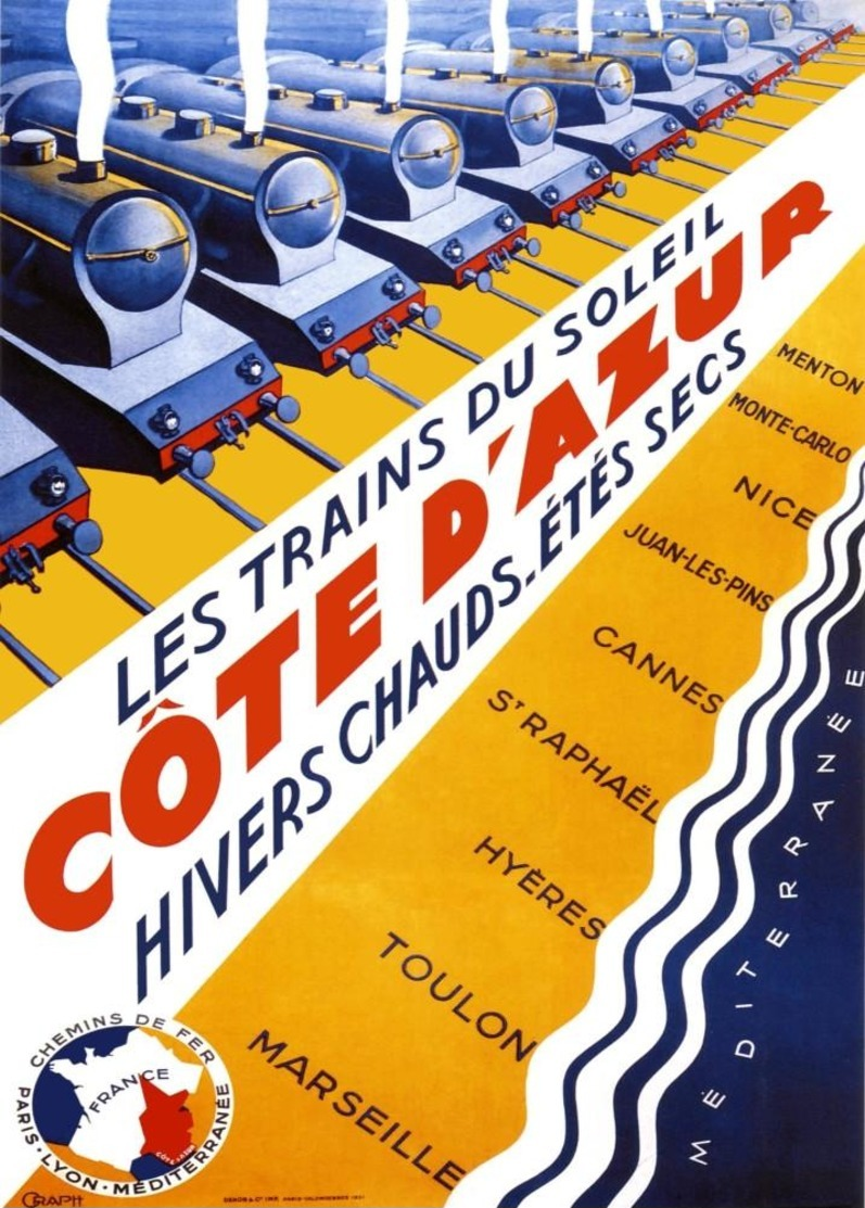 Railway Postcard Les Trains Du Cote D'Azur 1931 - Reproduction - Pubblicitari