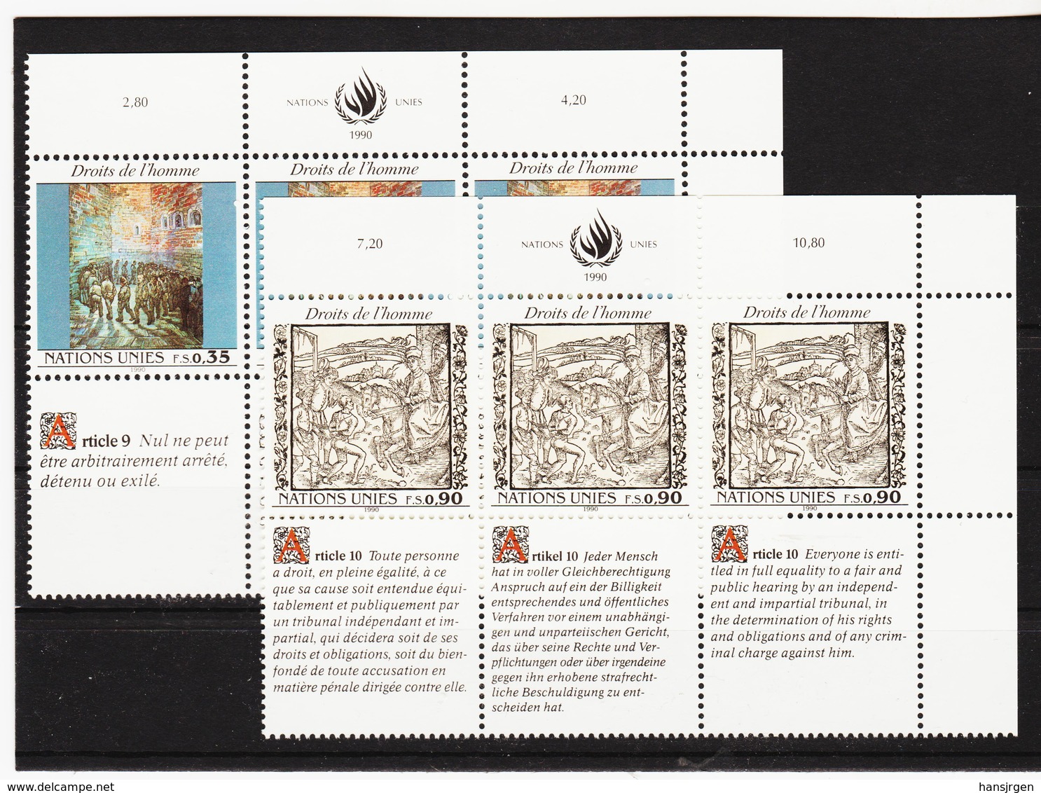 SRO70 VEREINTE NATIONEN UNO GENF 1990 Michl 192/93  ** Postfrisch - Unused Stamps