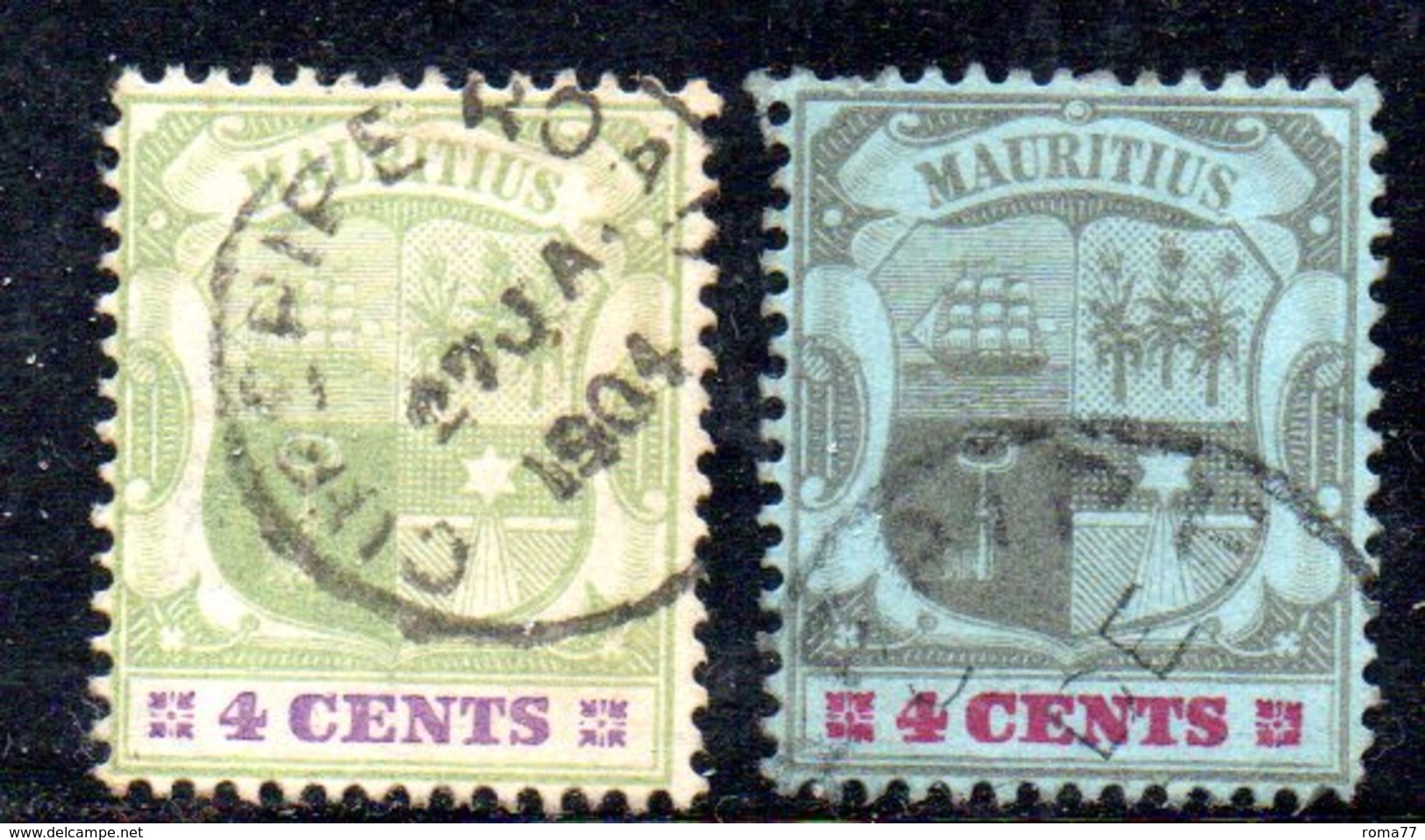 R1565 - MAURITIUS , 4 Cents Fil CA Due Esemplari Usati - Mauritius (...-1967)