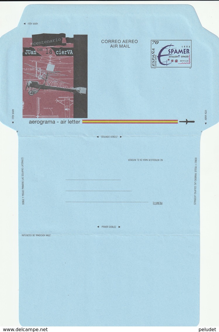 1996 España. Aerograma (Edif.221)** 1v Avión Avion Plane - 1931-....