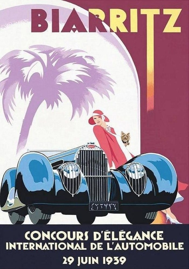 Car Automobile Postcard Bugatti Biarritz Concours 1939 - Reproduction - Pubblicitari