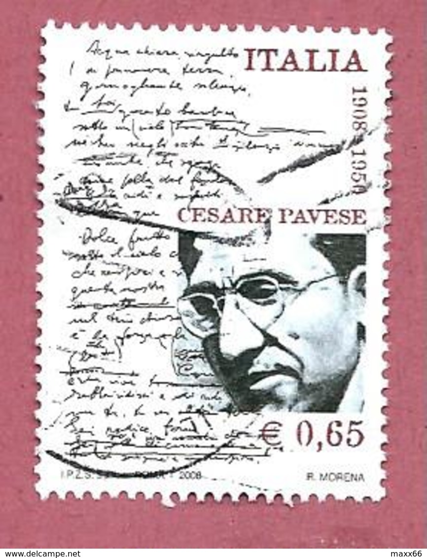 ITALIA REPUBBLICA USATO - 2008 - Centenario Della Nascita Di Cesare Pavese - € 0,65 - S. 3056 - 2001-10: Usati