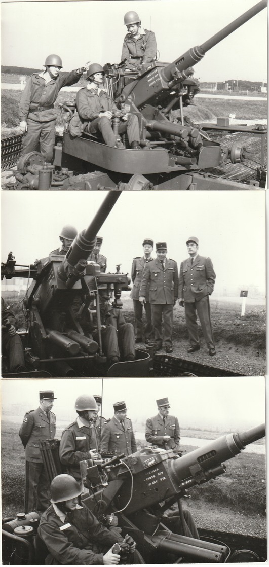 Lot De 6 Photos Années 60/70 - Matériel Militaire - Canon Anti-aérien - Scan R/V - - Guerre, Militaire