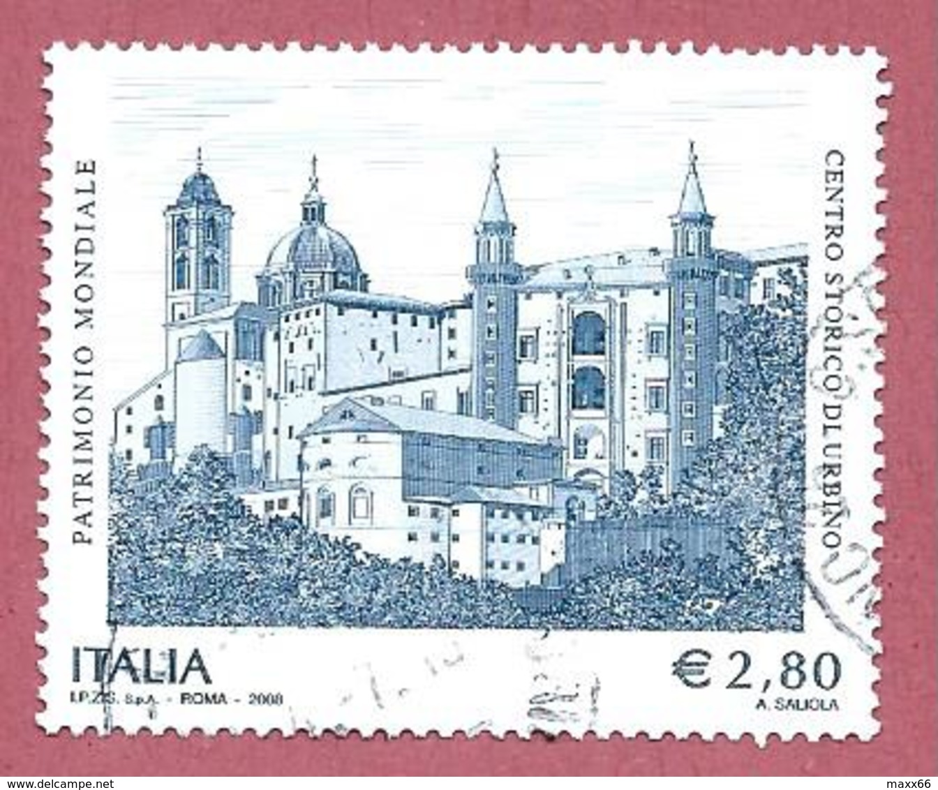 ITALIA REPUBBLICA USATO - 2008 - Patrimonio Mondiale Unesco - Centro Storico Di Urbino - € 2,80 - S. 3068 - 2001-10: Usati