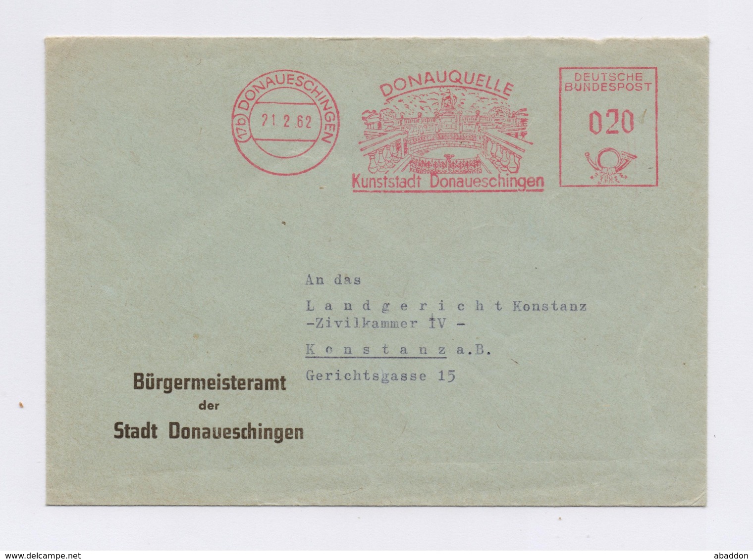 AFS - DONAUESCHINGEN, Donauquelle, Kunststadt Donaueschingen 1962 - Maschinenstempel (EMA)