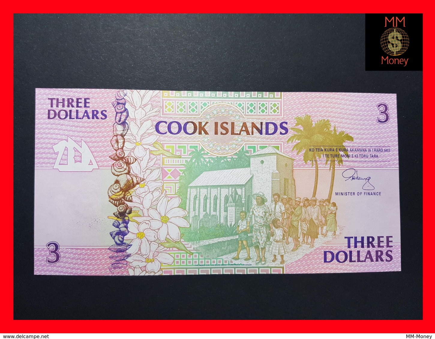 COOK 3 Dollars 1992  P. 7  UNC - Cook Islands