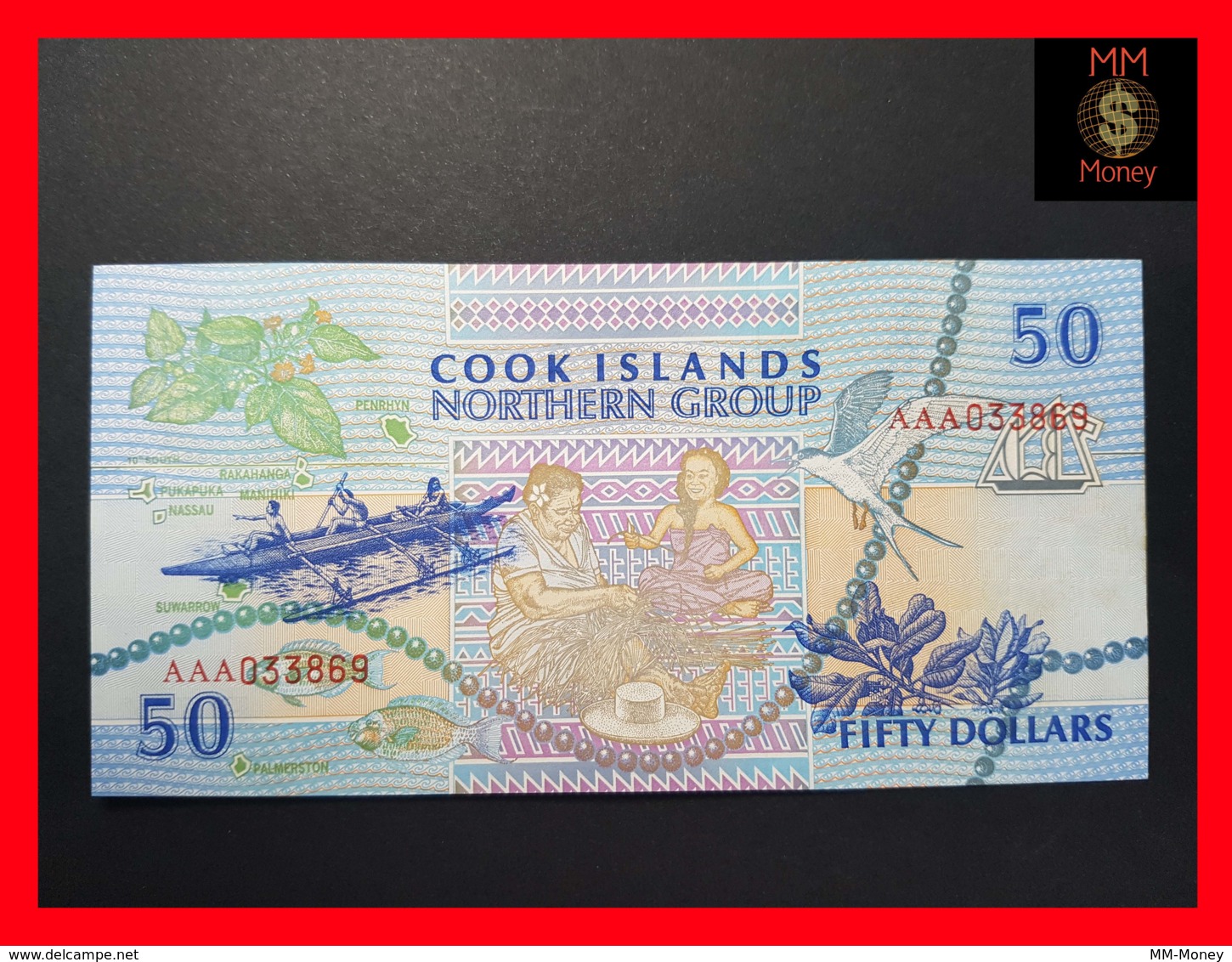 COOK 50 Dollars 1992 P. 10  UNC - Cook Islands
