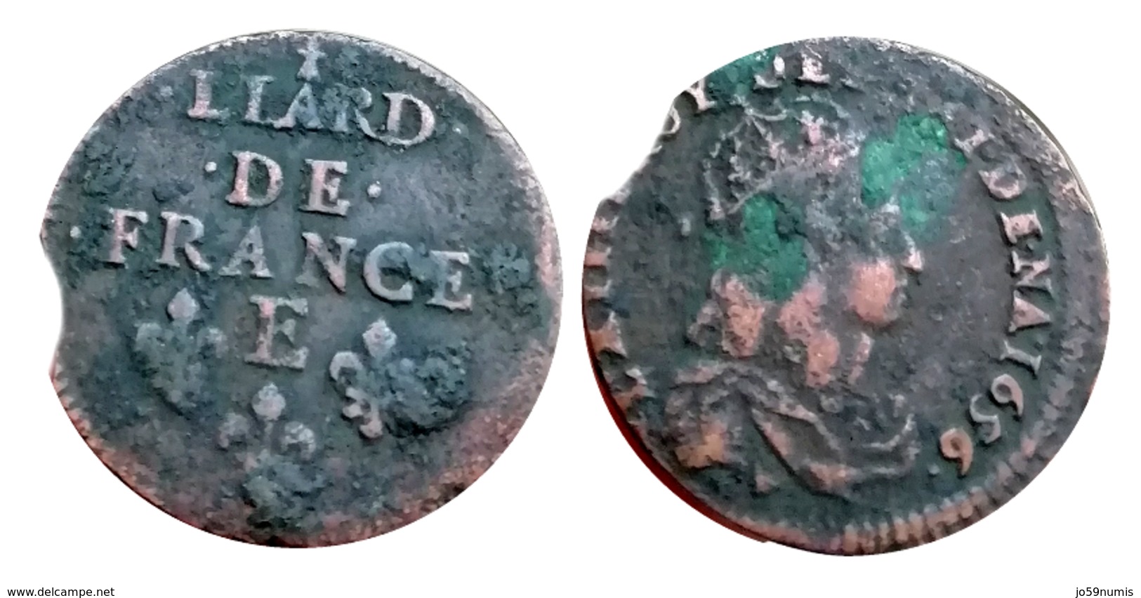 LOUIS XIV Liard De France 1656 E (Meung Sur Loire) C2G R2 A VOIR!!! - 1643-1715 Louis XIV Le Grand