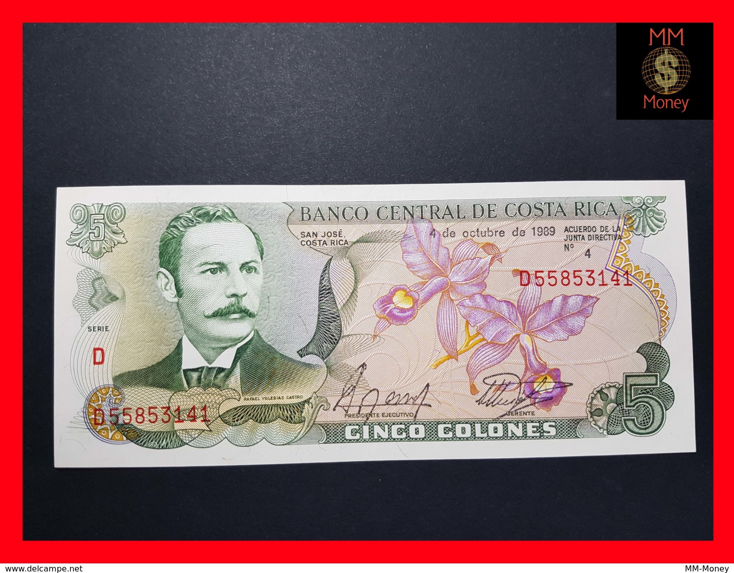 COSTA RICA 5 Colones 4.10.1989 P. 236 D   UNC - Costa Rica