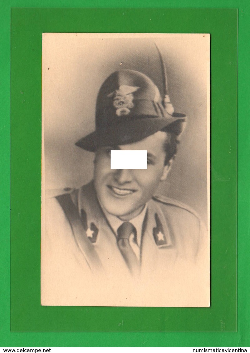 Alpini  Ufficiale Del 4 Btg Foto Di Posa Con Scritta Al Retro - Guerra, Militari