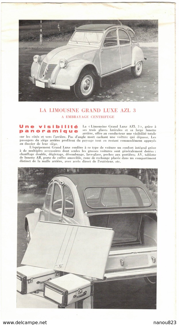 DOCUMENTATION VOITURE DEPLIANT TECHNIQUE SUR 2 CV CITROËN TRACTION AVANT BERLINE AZ AZS LIMOUSINE AZL3 COMMERCIALE AZC - Werbung