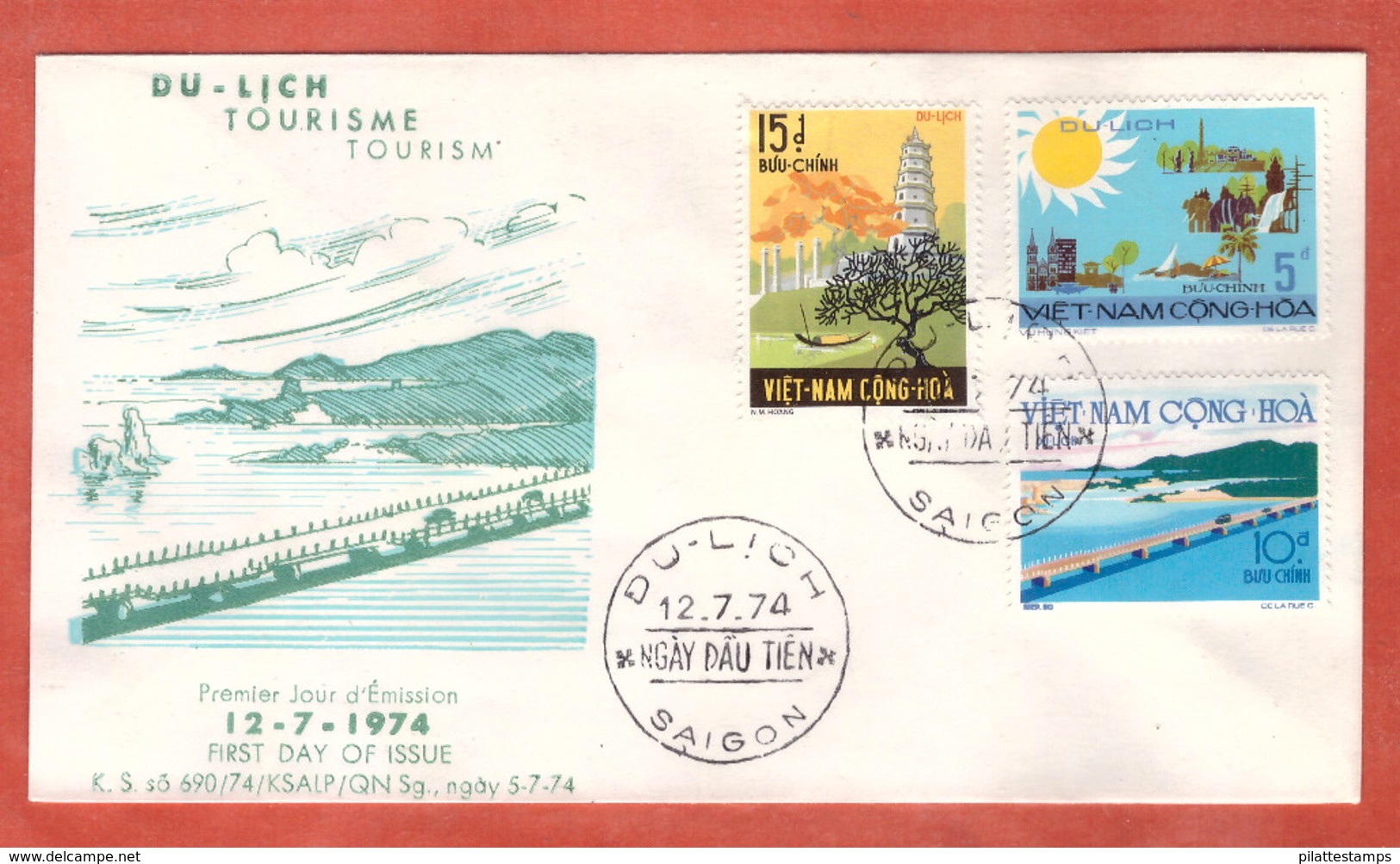 VIETNAM DU SUD FDC TOURISME DE 1974 DE SAIGON - Viêt-Nam