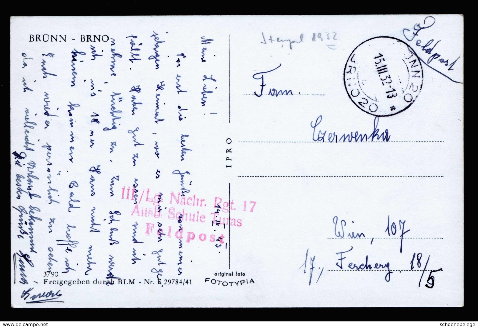 A5760) Böhmen & Mähren Feldpost Karte Brünn 15.3.42 Fehleinstellung Jahr - Briefe U. Dokumente