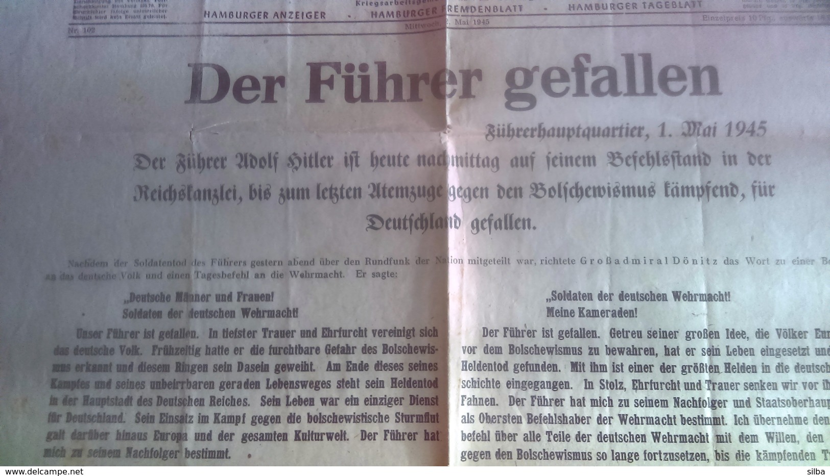 Germany 2. Mai 1945 / Der Führer Gefallen / Hamburger Zeitung / Sonder Ausgabe - Magazines & Catalogs