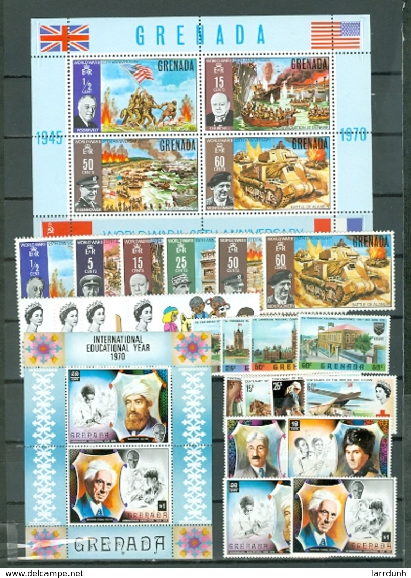 Grenada Red Cross Education Yr World War II Wordsworth Conf 1970-71 Set Souvenir Sheet Block MNH WYSIWYG A04s - Grenada (1974-...)