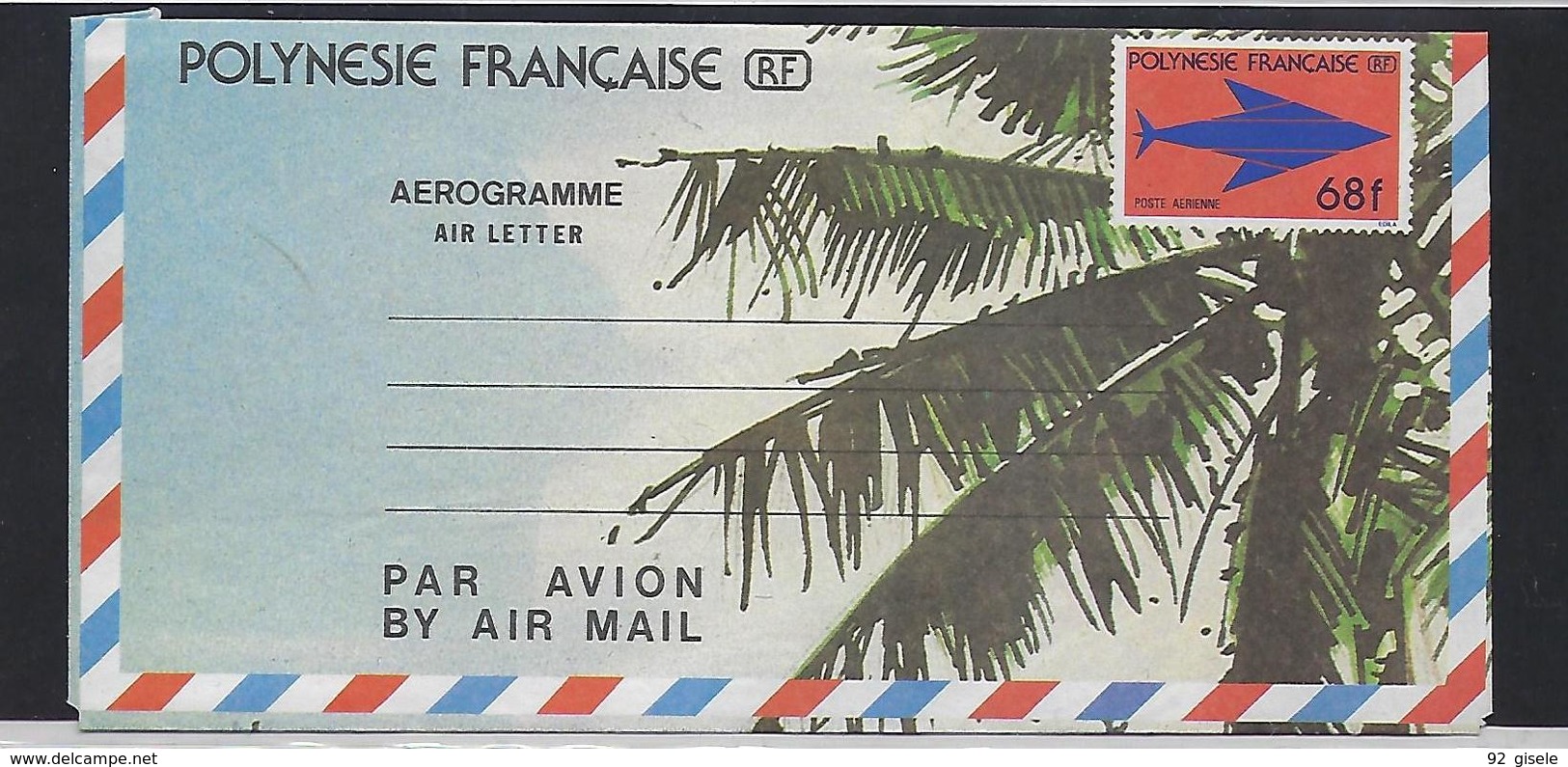 Polynésie Aerogramme YT 7 " Embleme Postal 68F (gros) " 1988 Neuf** - Aérogrammes