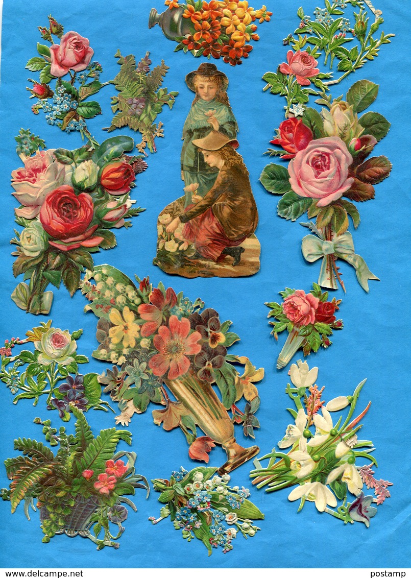 DECOUPIS-Lot De 13 -fleurs -flowers-impec Neufs--Authentics- Non Collés -années 1900 - Fleurs