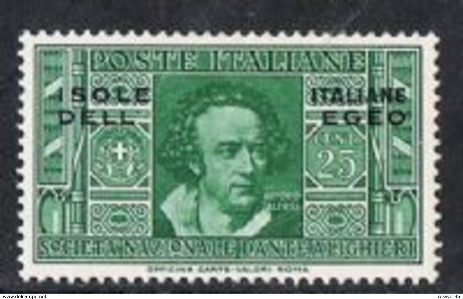 Dodecanese Islands SG73 1932 Dante 25c Mounted Mint [9/10597/7D] - Dodecaneso