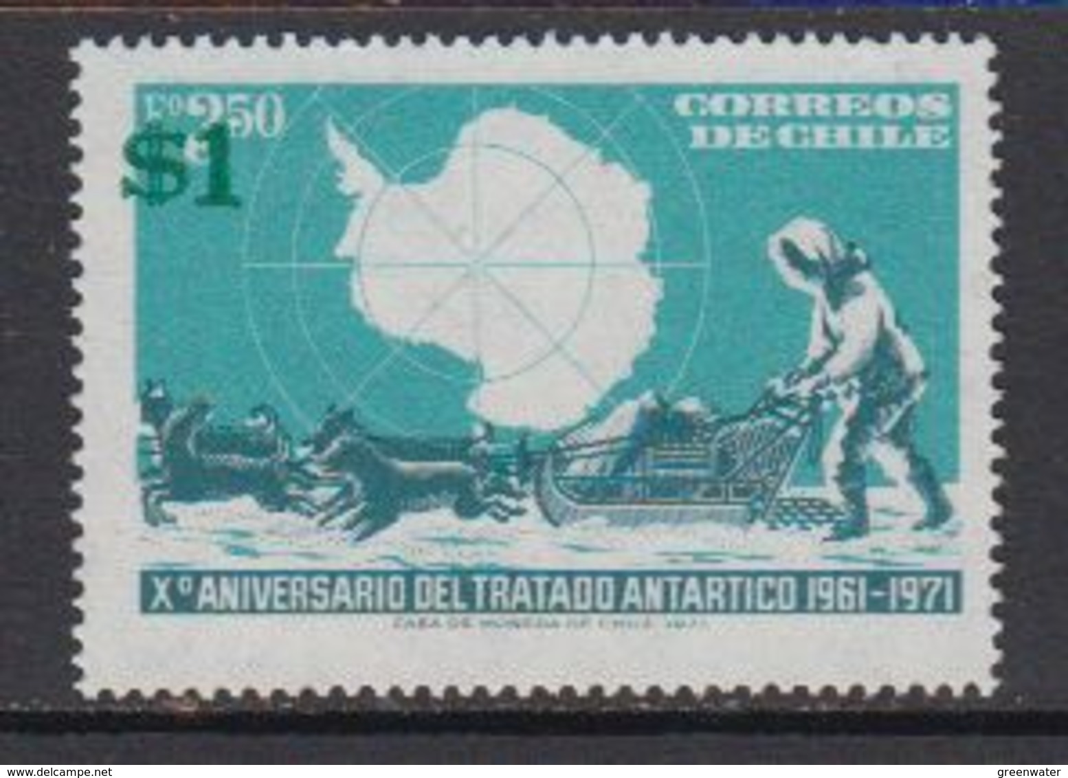 Chile 1982 Antarctic Treaty 1v Overprinted ** Mnh (41468K) - Chile