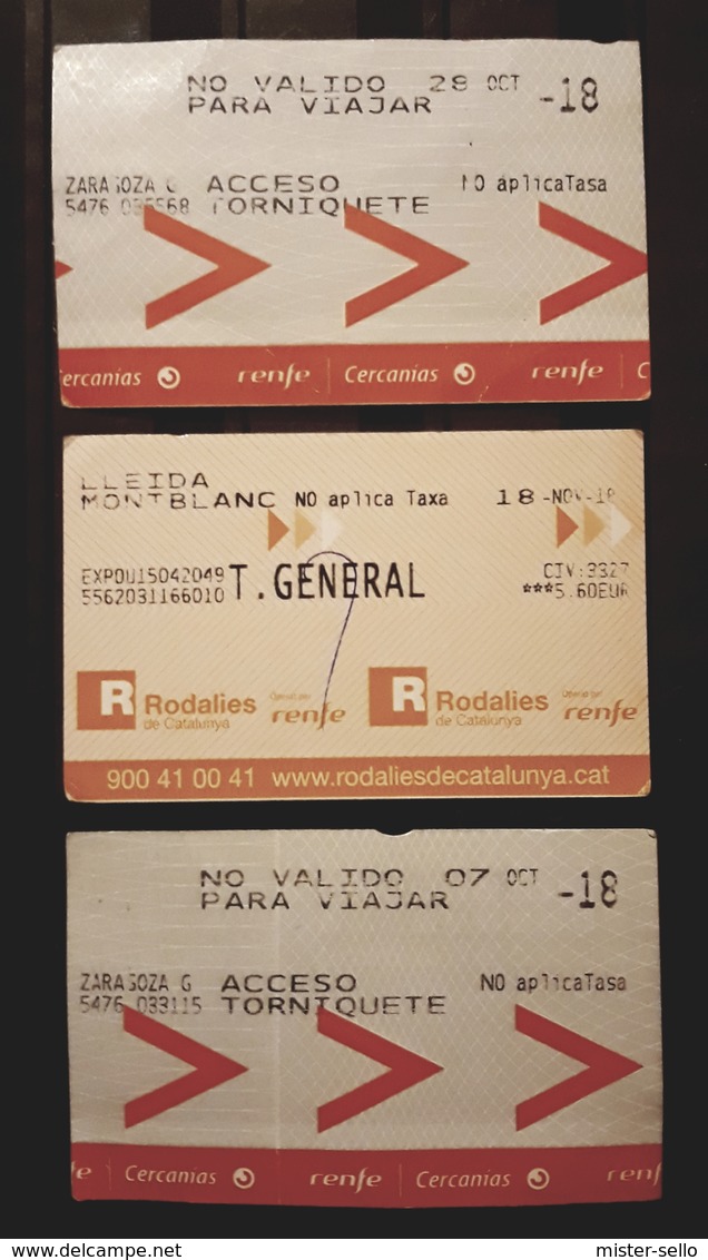 2018 RENFE ESPAÑA. 3 TICKETS. - Europa