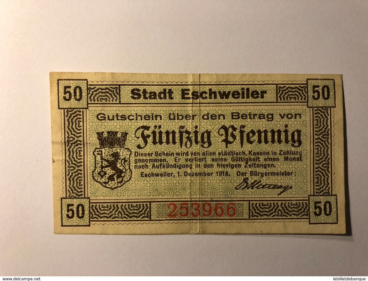 Allemagne Notgeld Allemagne Eschweiller 50 Pfennig - Collections