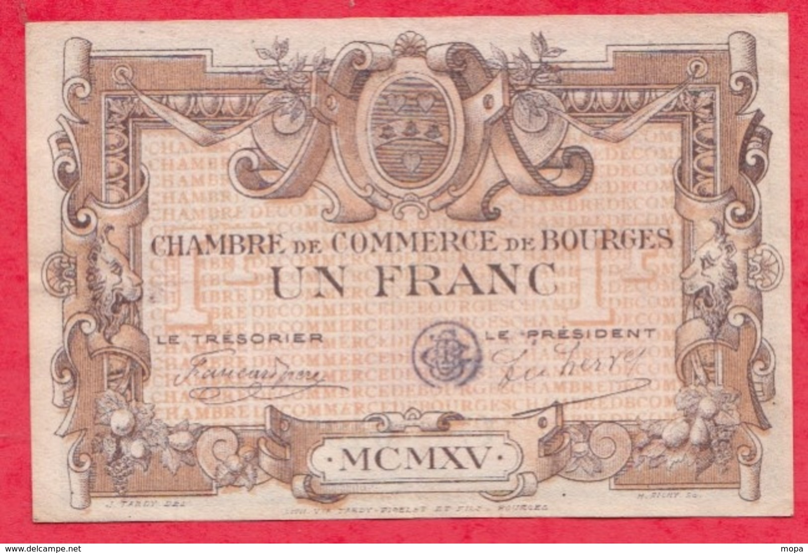 1 Francs Chambre De Commerce De Bourges Dans L 'état (61) - Camera Di Commercio