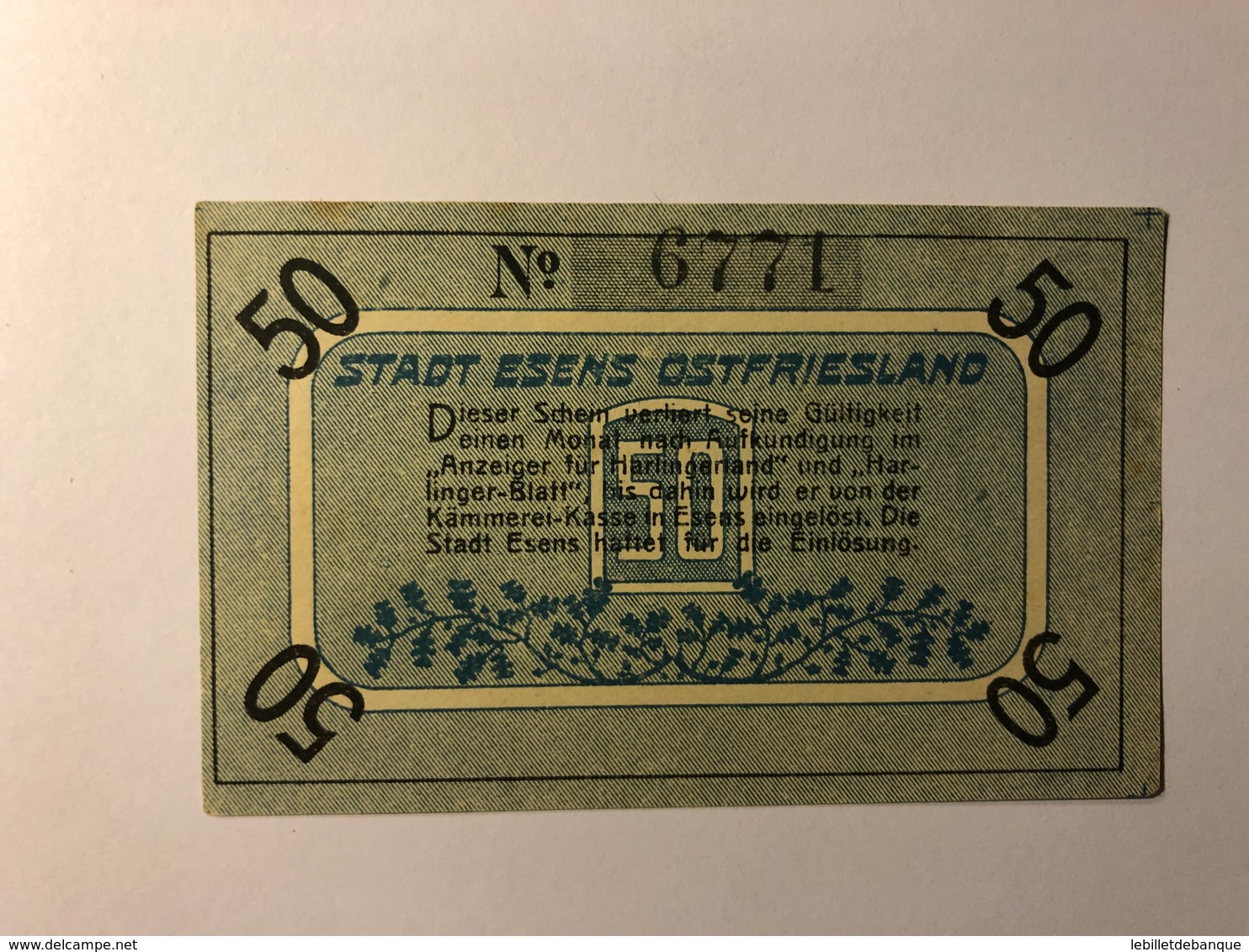 Allemagne Notgeld Allemagne Esens 50 Pfennig - Collections