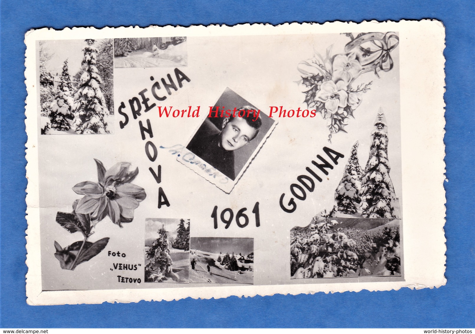 CPA Photo - TETOVO , Macedonia - Montage Photographique - Srecna Nova 1961 Godina - Foto Vehus - Macédoine Du Nord